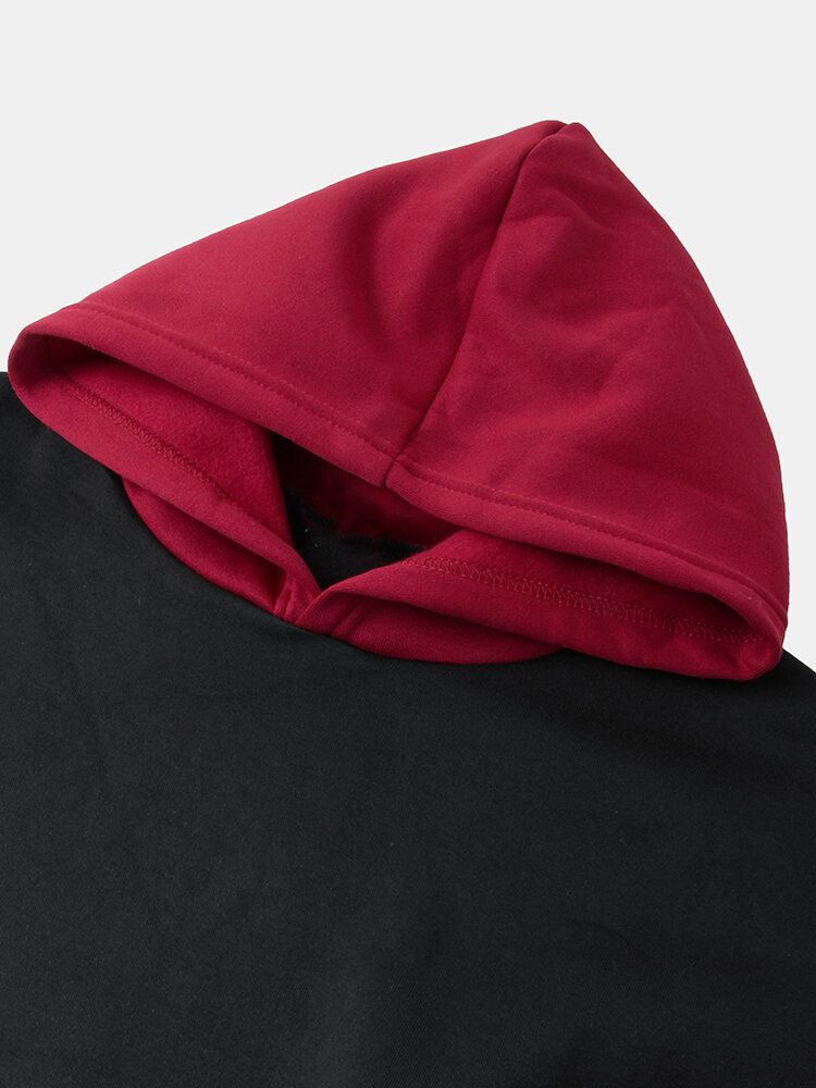 Sweats À Capuche À Manches Longues Avec Épaules Tombantes Et Couleurs Contrastées Pour Hommes