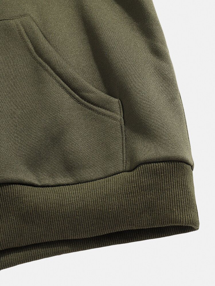 Sweats À Capuche À Manches Longues À Demi-fermeture Éclair Pour Hommes Avec Poche