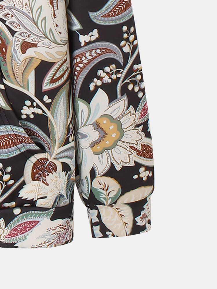 Sweats À Capuche À Manches Longues À Imprimé Floral Vintage Pour Hommes Avec Poche Kangourou