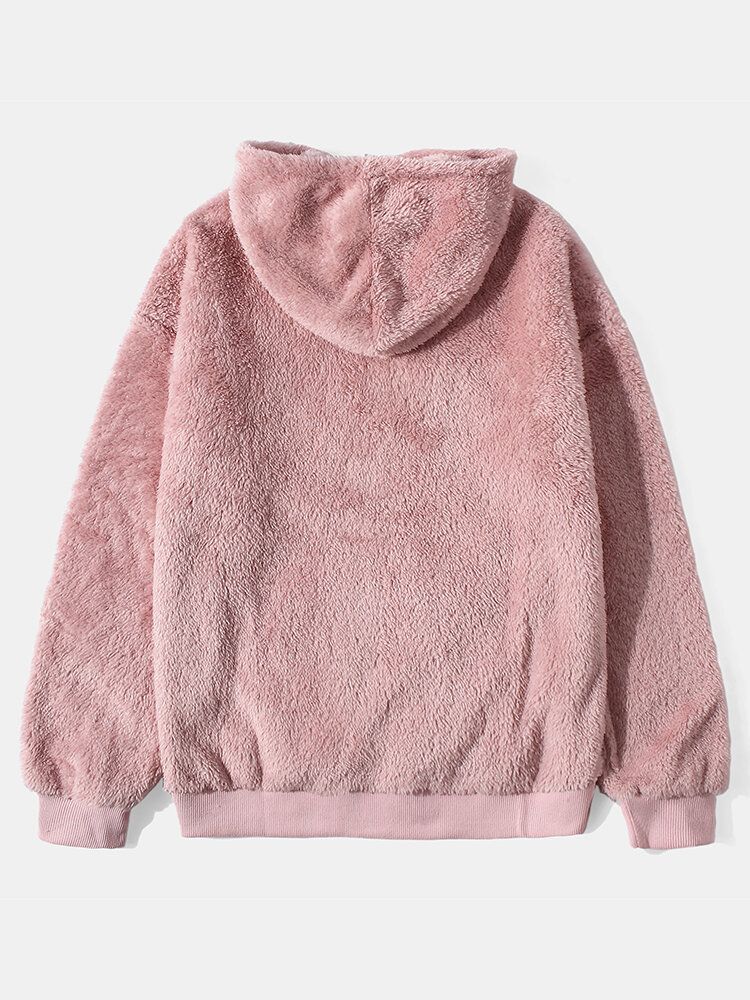 Sweats À Capuche À Manches Longues En Peluche De Couleur Unie Pour Hommes