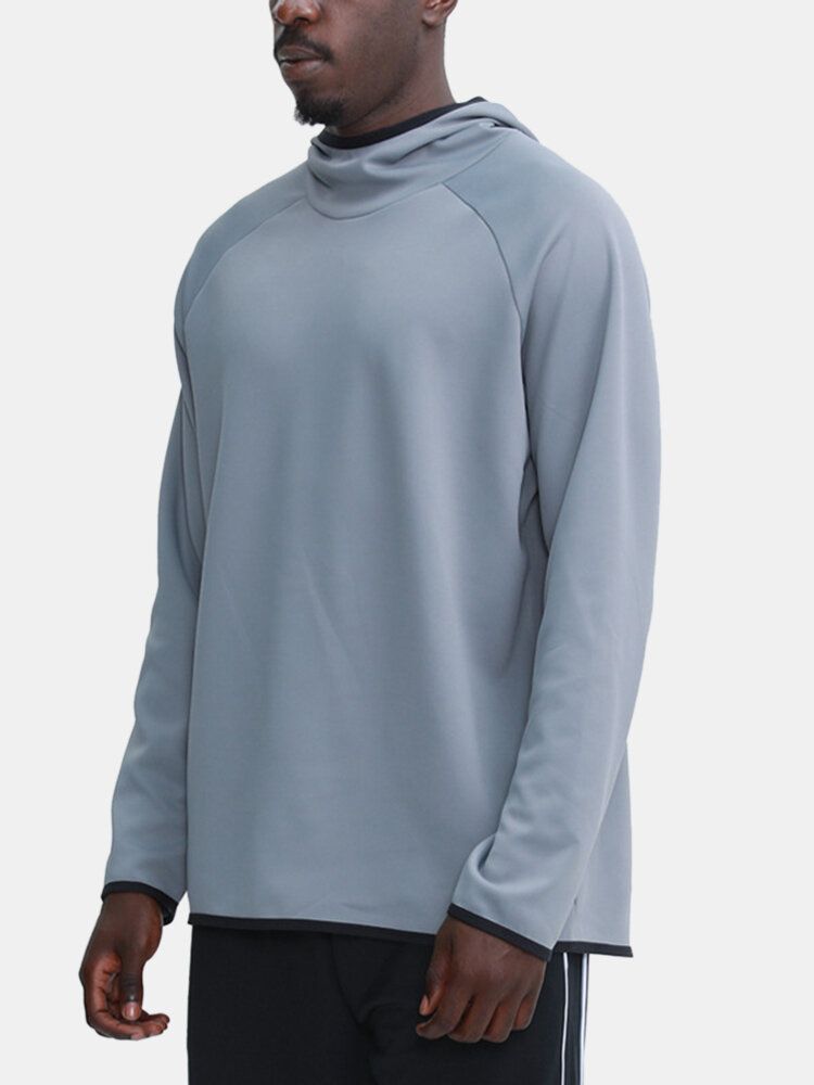 Sweats À Capuche De Sport À Manches Raglan De Couleur Unie Pour Hommes