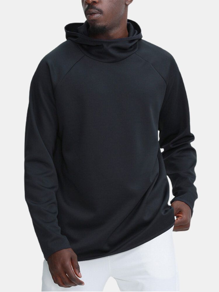 Sweats À Capuche De Sport À Manches Raglan De Couleur Unie Pour Hommes