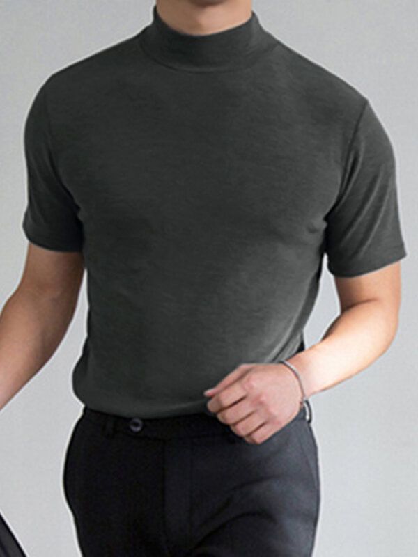 T-shirt Décontracté D'été À Col Montant Pour Hommes