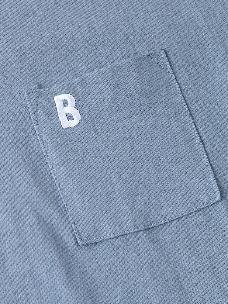 T-shirt D'épissure Brodé À Manches Longues Pour Hommes