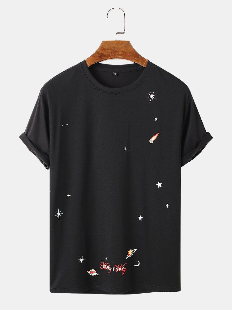 T-shirt À Manches Courtes 100 % Coton À Imprimé Space Element Pour Homme