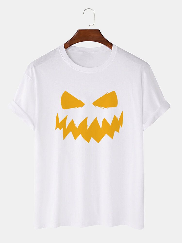 T-shirt À Manches Courtes 100 % Coton Imprimé Thème Halloween Grimace Pour Homme