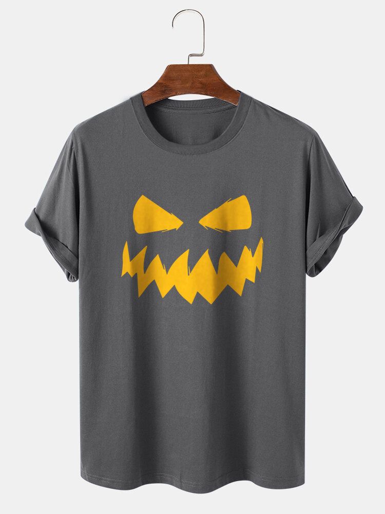 T-shirt À Manches Courtes 100 % Coton Imprimé Thème Halloween Grimace Pour Homme