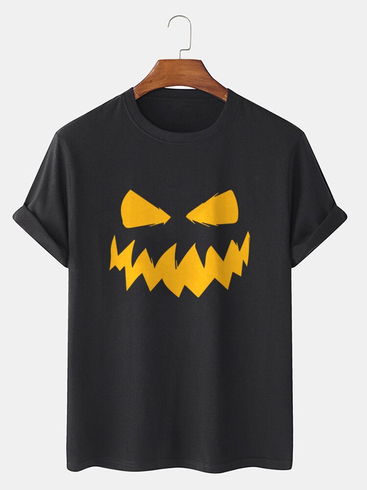 T-shirt À Manches Courtes 100 % Coton Imprimé Thème Halloween Grimace Pour Homme