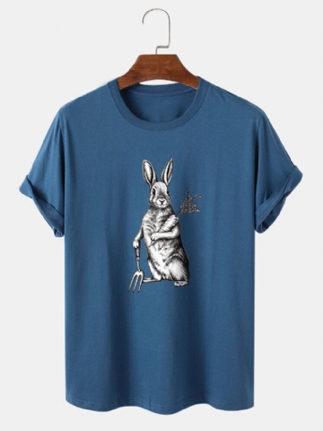 T-shirt À Manches Courtes Graphique Lapin De Pâques 100 % Coton Pour Homme