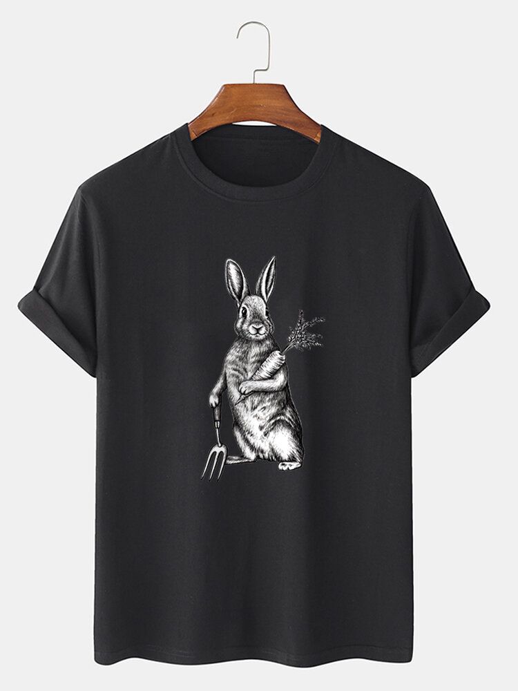 T-shirt À Manches Courtes Graphique Lapin De Pâques 100 % Coton Pour Homme