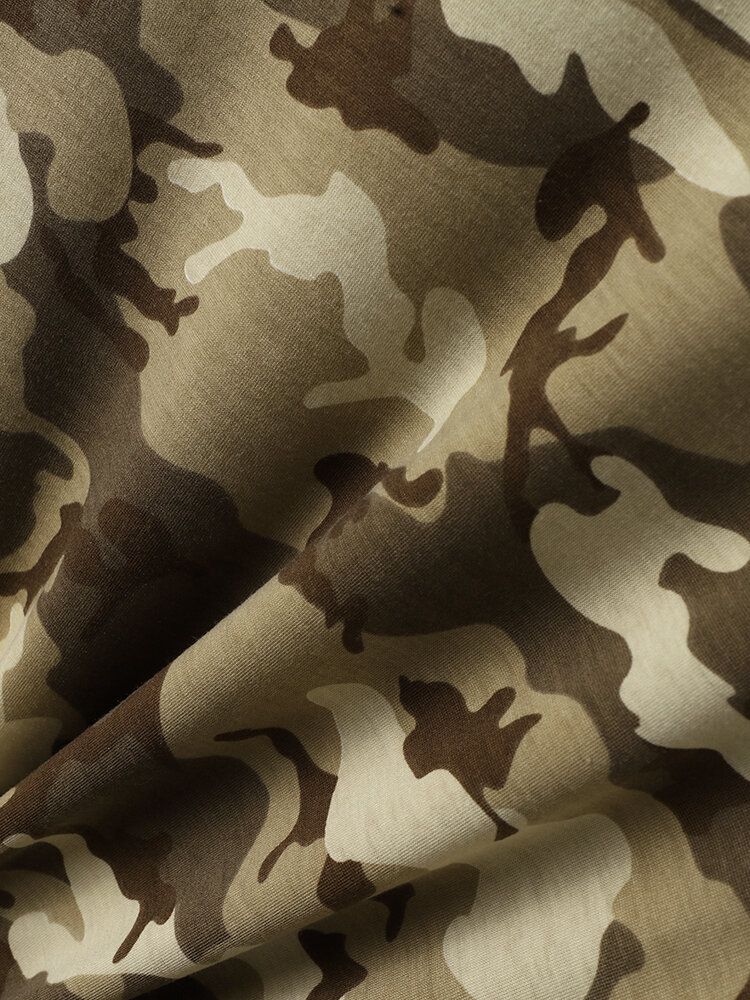 T-shirt À Manches Courtes Pour Hommes Avec Imprimé Camouflage Vichy Et Ourlet À Poche Unique