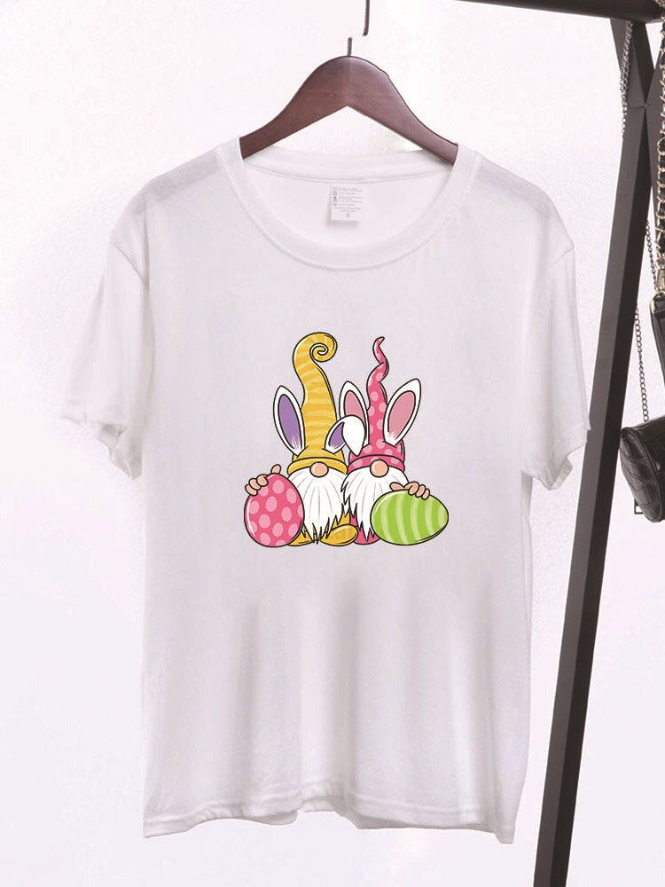 T-shirt À Manches Courtes Imprimé Dessin Animé De Pâques Pour Femme