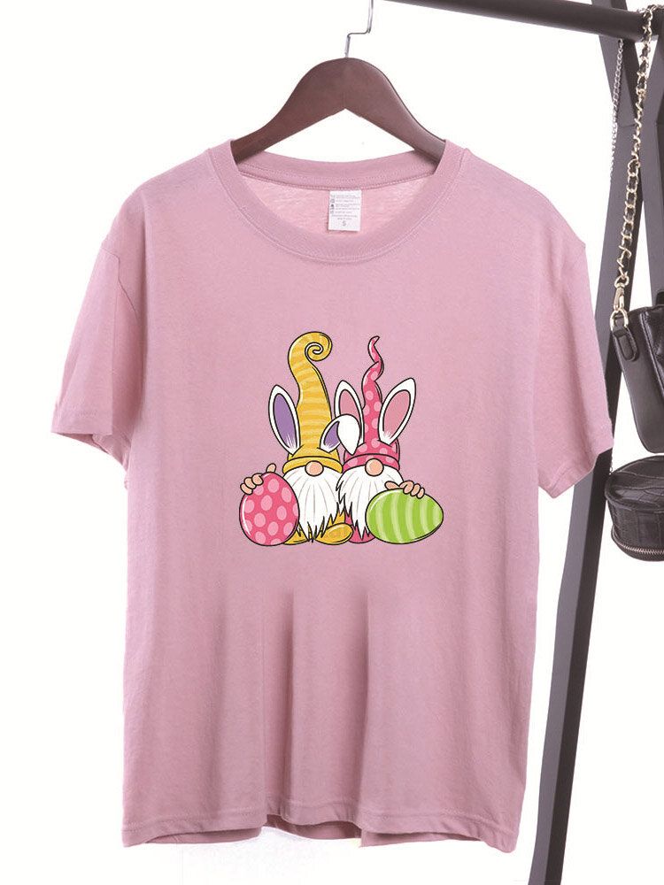 T-shirt À Manches Courtes Imprimé Dessin Animé De Pâques Pour Femme