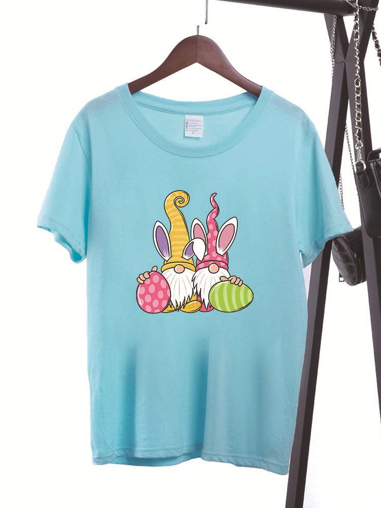 T-shirt À Manches Courtes Imprimé Dessin Animé De Pâques Pour Femme