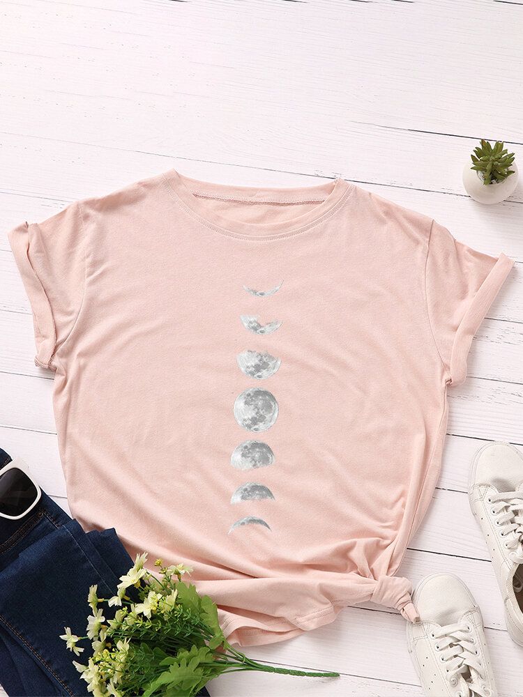 T-shirt Quotidien À Manches Courtes Et Col Rond Multicolore Pour Femme