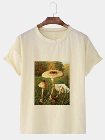 T-shirts En Coton À Manches Courtes À Imprimé Champignon Pour Hommes