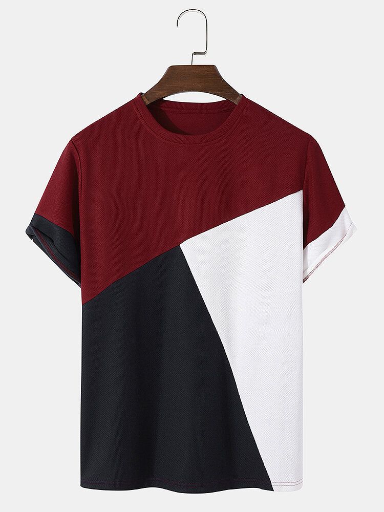 T-shirts Décontractés Pour Hommes Veins Color Block