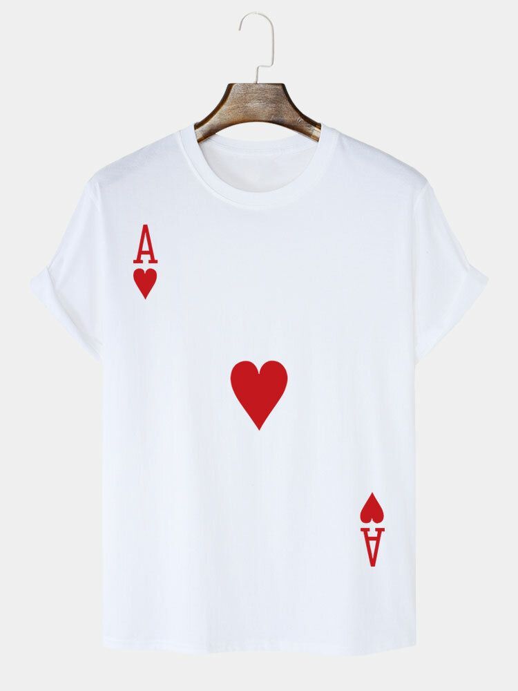 T-shirts Décontractés Imprimés 100% Coton Poker Ace Of Hearts Pour Hommes