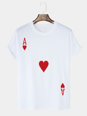 T-shirts Décontractés Imprimés 100% Coton Poker Ace Of Hearts Pour Hommes