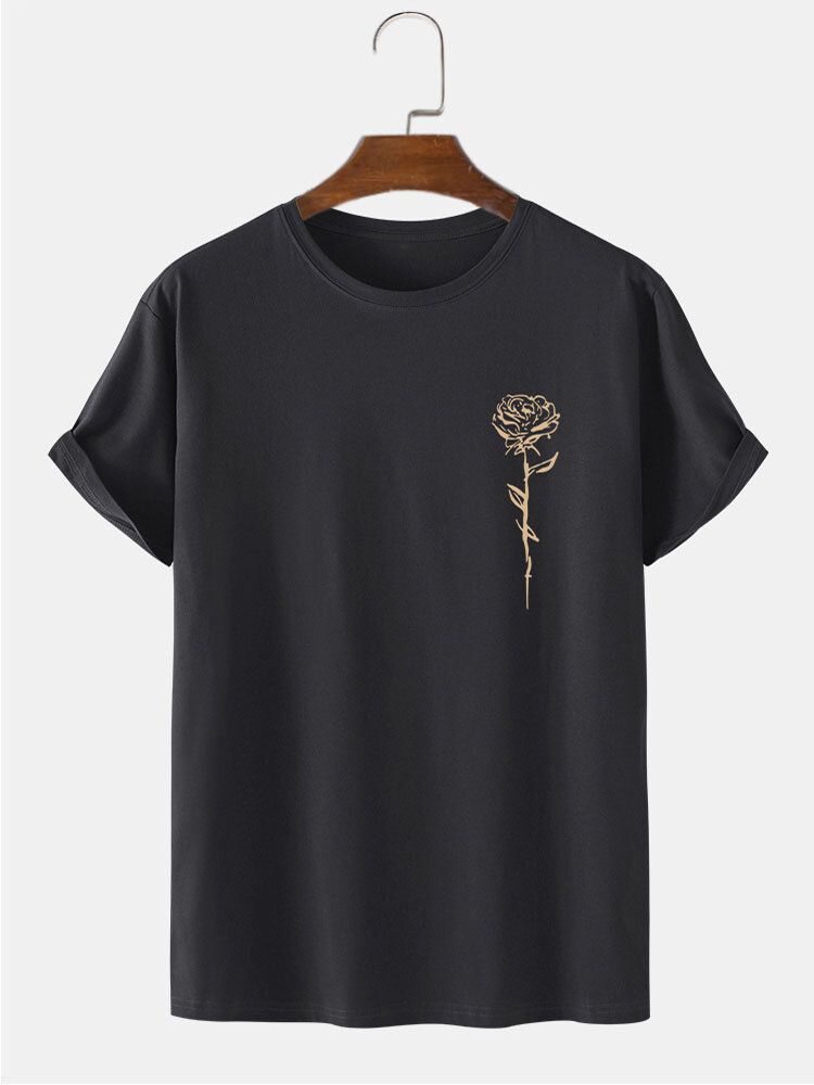 T-shirts Décontractés À Manches Courtes 100% Coton À Imprimé Rose Pour Hommes