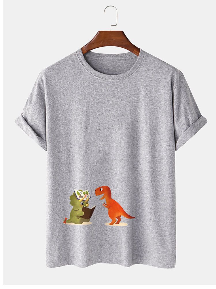 T-shirts Décontractés À Manches Courtes Pour Hommes 100% Coton Dessin Animé Dinosaure