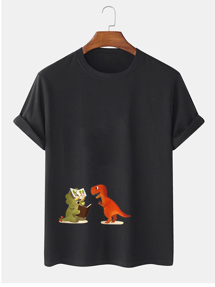 T-shirts Décontractés À Manches Courtes Pour Hommes 100% Coton Dessin Animé Dinosaure