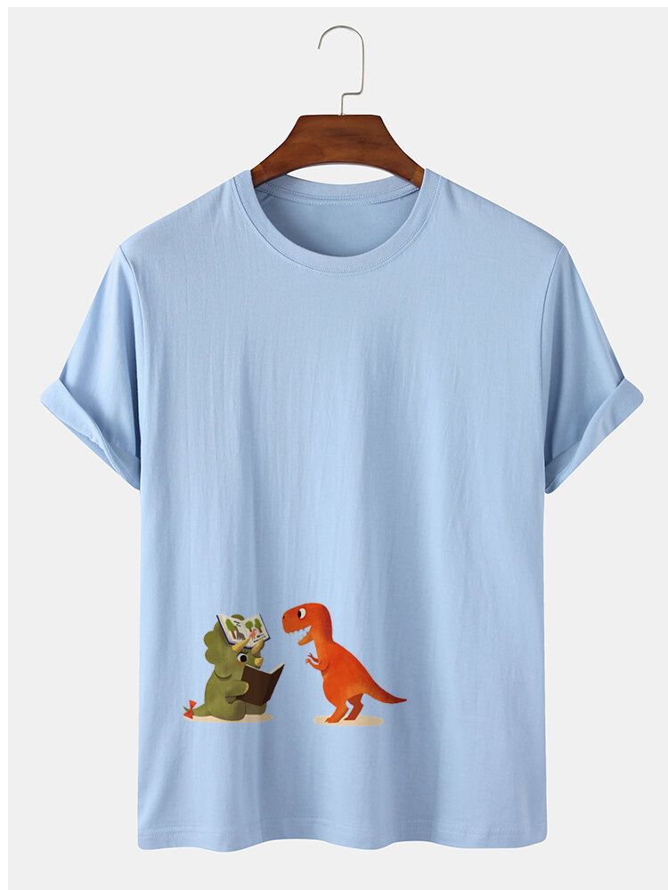 T-shirts Décontractés À Manches Courtes Pour Hommes 100% Coton Dessin Animé Dinosaure