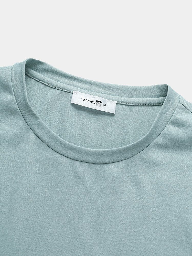 T-shirts Décontractés À Manches Courtes Pour Hommes Avec Poche Sur La Poitrine Et Feuilles Tropicales