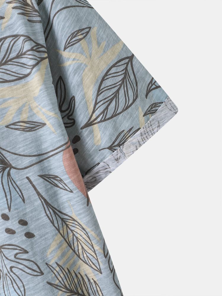 T-shirts De Loisirs À Manches Courtes En Coton Imprimé Tropical Pour Hommes