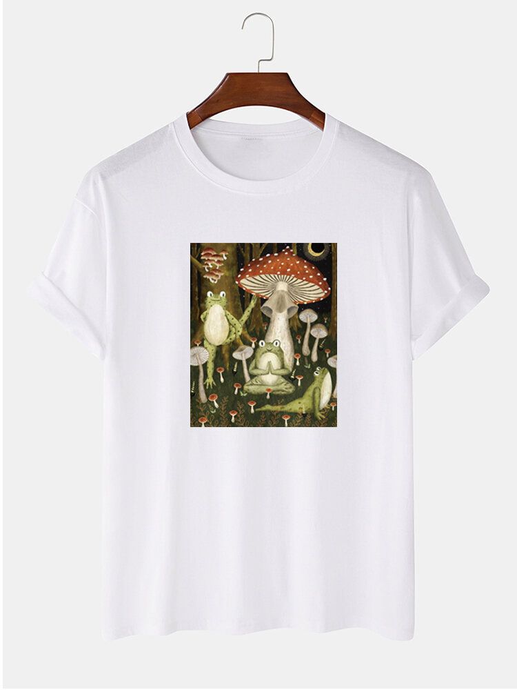 T-shirts À Manches Courtes 100 % Coton Avec Graphique Grenouille Champignon Pour Homme