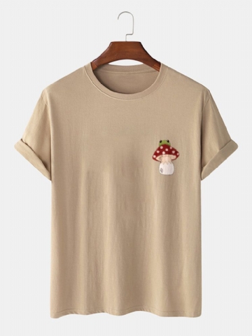 T-shirts À Manches Courtes 100 % Coton Avec Imprimé Champignon Sur La Poitrine Pour Homme