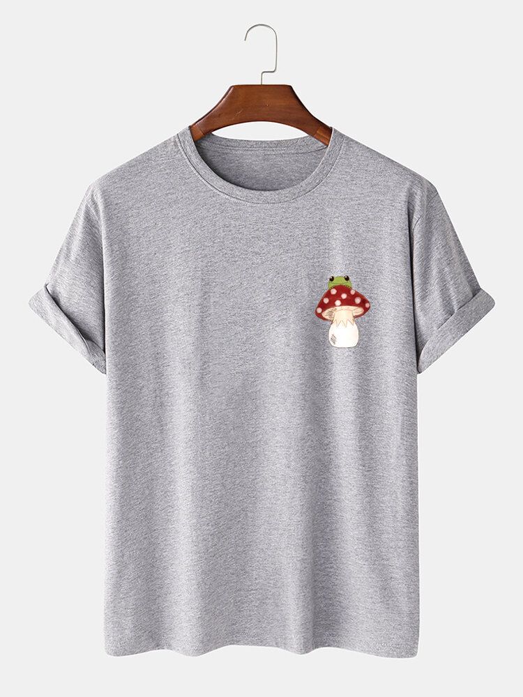 T-shirts À Manches Courtes 100 % Coton Avec Imprimé Champignon Sur La Poitrine Pour Homme