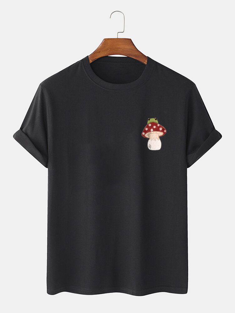 T-shirts À Manches Courtes 100 % Coton Avec Imprimé Champignon Sur La Poitrine Pour Homme