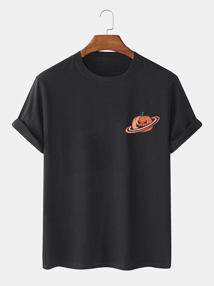 T-shirts À Manches Courtes 100 % Coton Pour Homme Avec Imprimé Citrouille D'halloween