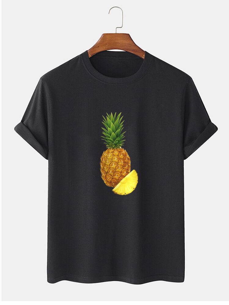 T-shirts À Manches Courtes 100 % Coton À Imprimé Ananas Pour Homme