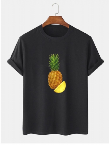 T-shirts À Manches Courtes 100 % Coton À Imprimé Ananas Pour Homme