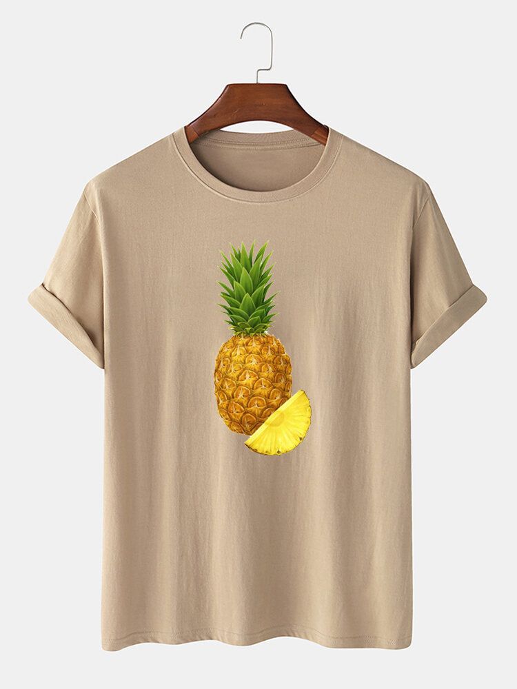 T-shirts À Manches Courtes 100 % Coton À Imprimé Ananas Pour Homme