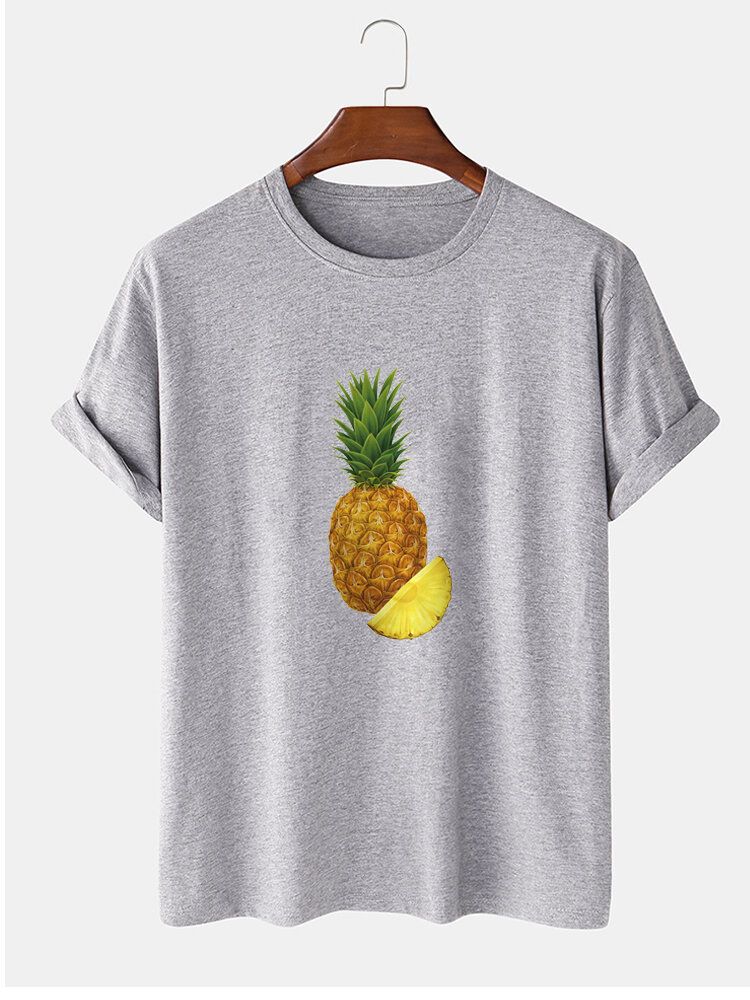 T-shirts À Manches Courtes 100 % Coton À Imprimé Ananas Pour Homme