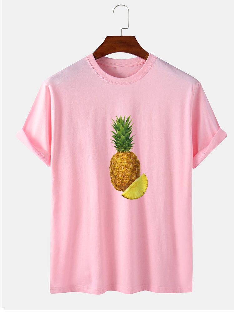 T-shirts À Manches Courtes 100 % Coton À Imprimé Ananas Pour Homme