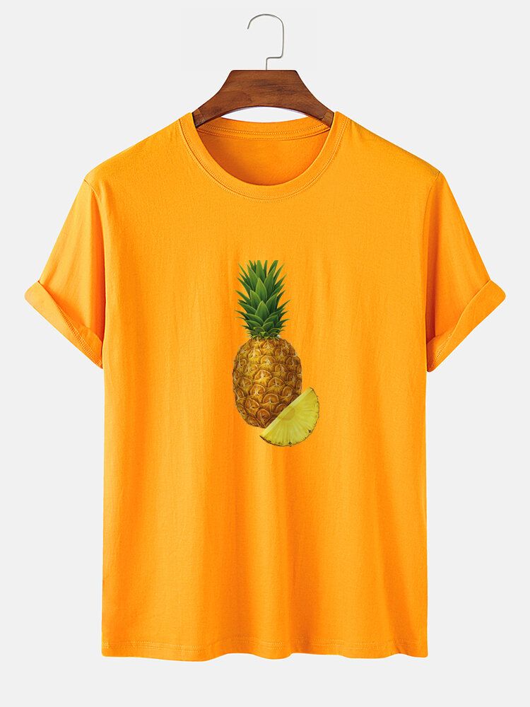 T-shirts À Manches Courtes 100 % Coton À Imprimé Ananas Pour Homme