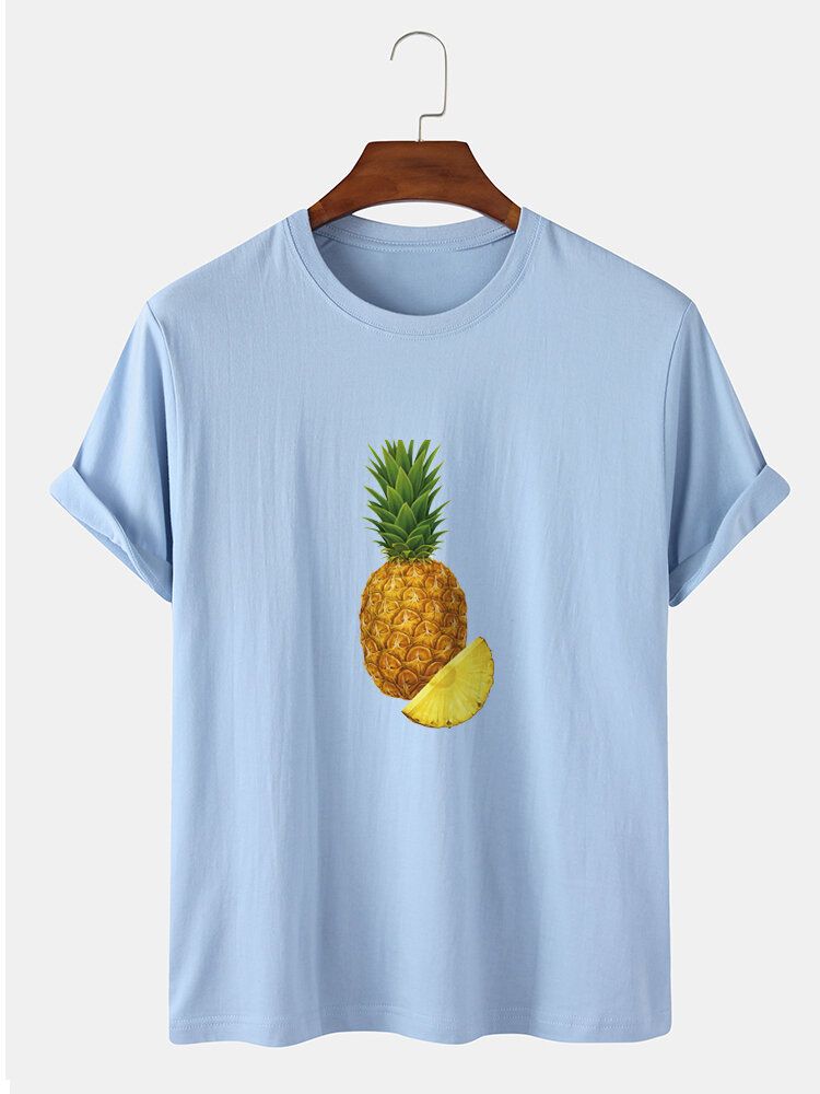 T-shirts À Manches Courtes 100 % Coton À Imprimé Ananas Pour Homme