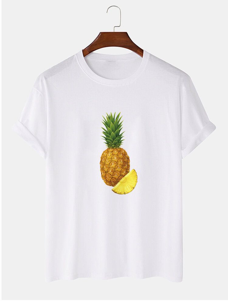 T-shirts À Manches Courtes 100 % Coton À Imprimé Ananas Pour Homme