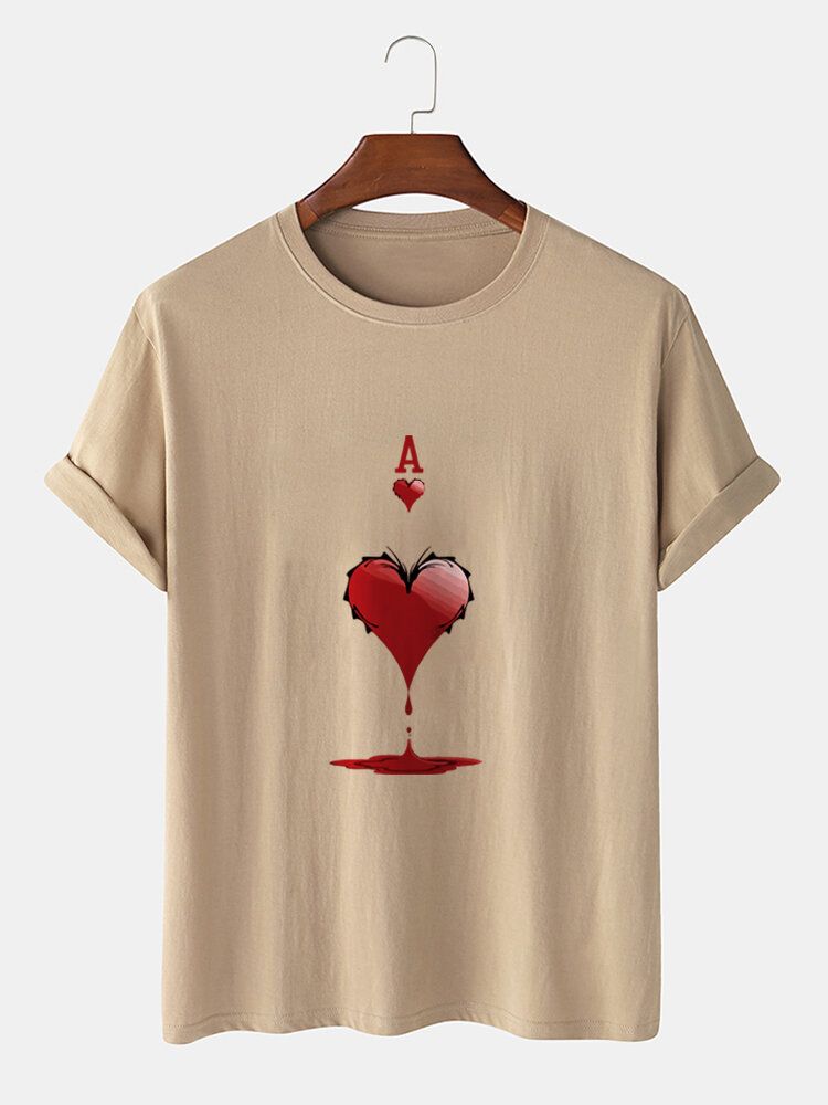 T-shirts À Manches Courtes 100 % Coton À Imprimé As De Cœur Poker Pour Homme