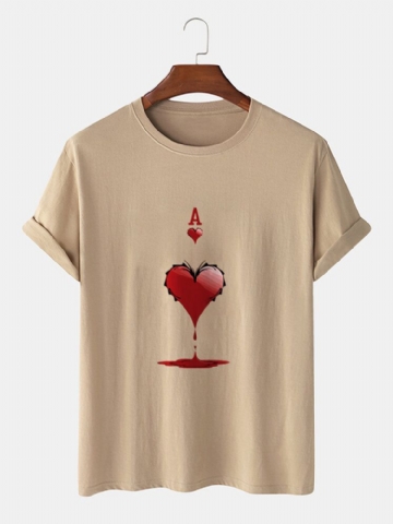 T-shirts À Manches Courtes 100 % Coton À Imprimé As De Cœur Poker Pour Homme