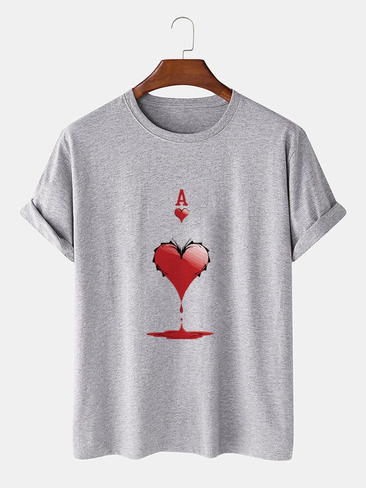 T-shirts À Manches Courtes 100 % Coton À Imprimé As De Cœur Poker Pour Homme