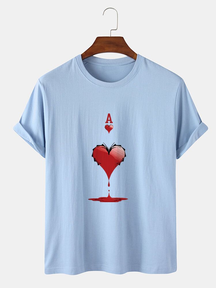 T-shirts À Manches Courtes 100 % Coton À Imprimé As De Cœur Poker Pour Homme