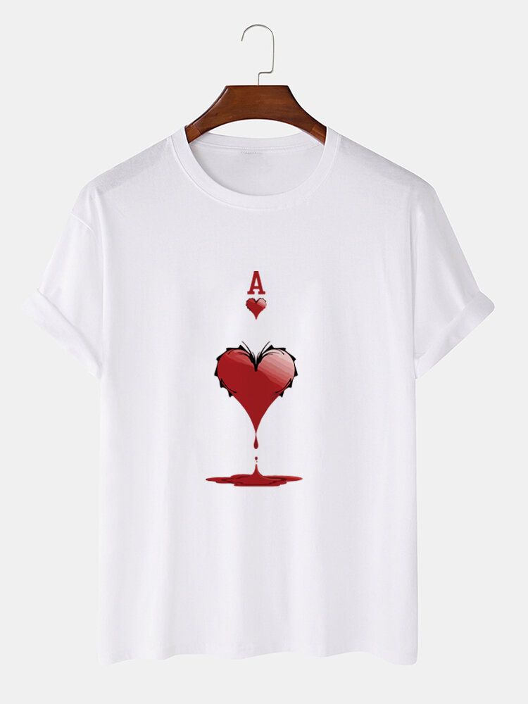 T-shirts À Manches Courtes 100 % Coton À Imprimé As De Cœur Poker Pour Homme