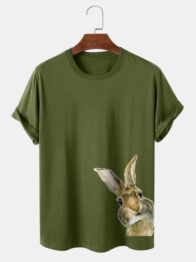 T-shirts À Manches Courtes 100 % Coton À Imprimé Lapin De Pâques Pour Homme