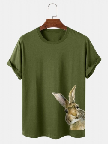 T-shirts À Manches Courtes 100 % Coton À Imprimé Lapin De Pâques Pour Homme