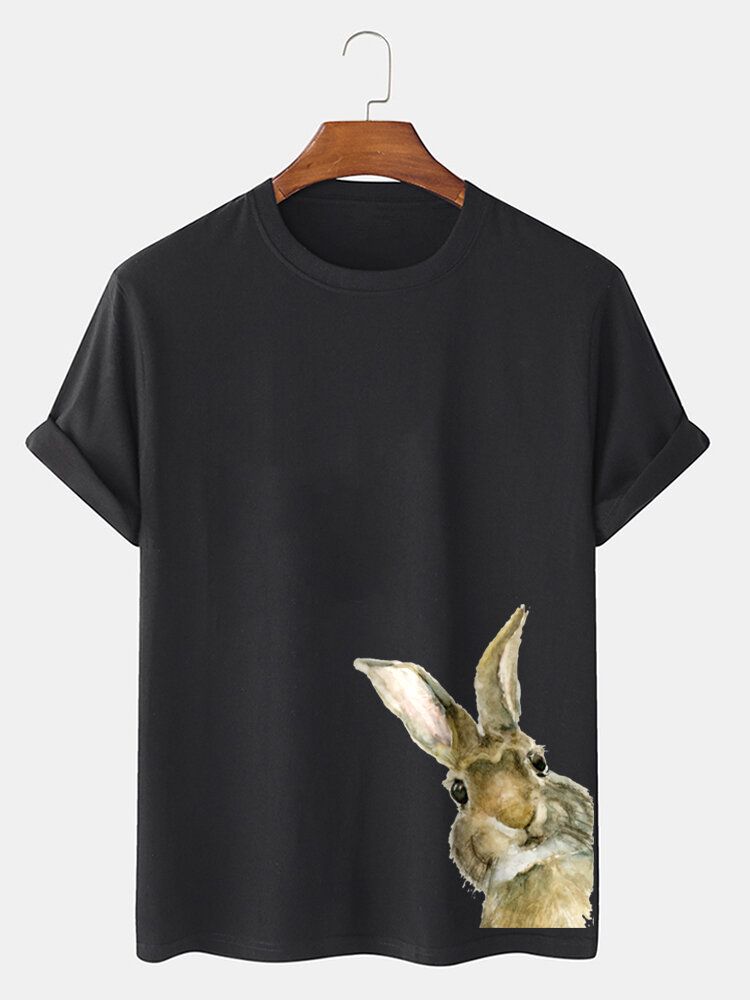 T-shirts À Manches Courtes 100 % Coton À Imprimé Lapin De Pâques Pour Homme